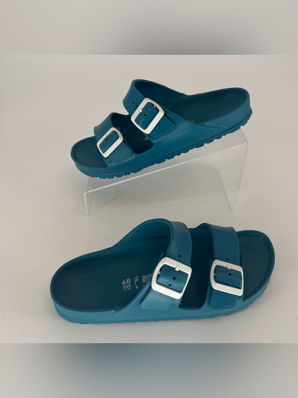 Birkenstock Women’s Teal Double-Buckle EVA Mules Size US 9 UK 40